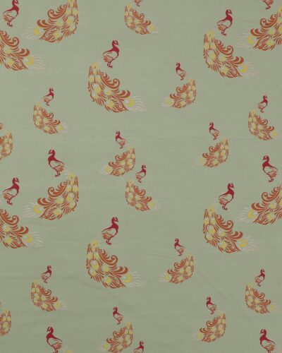 Påfugle på lys vissengrøn - Jersey