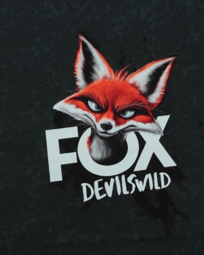 Ræv på mørkegrøn/grøn bund - French Terry