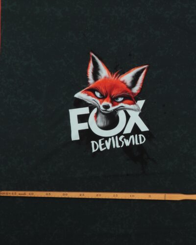 Ræv på mørkegrøn/grøn bund - French Terry