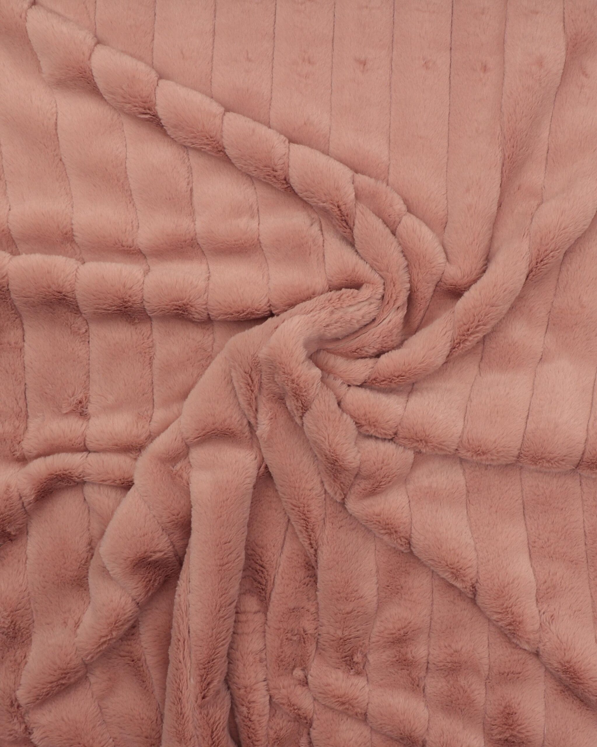 Bredriflet fake fur - Lys gammelrosa 4 Bredriflet fake fur - Lys gammelrosa - Billede 2