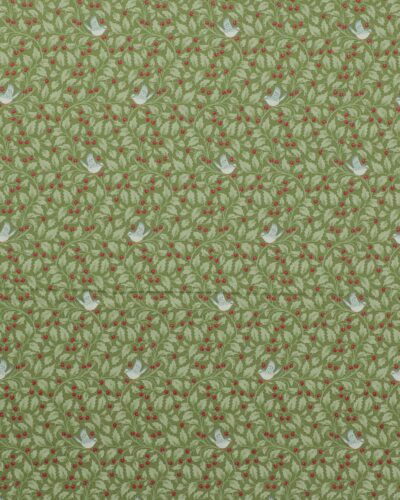 Merry little christmas, grøn kristtjørn og lille fugl - Tilda