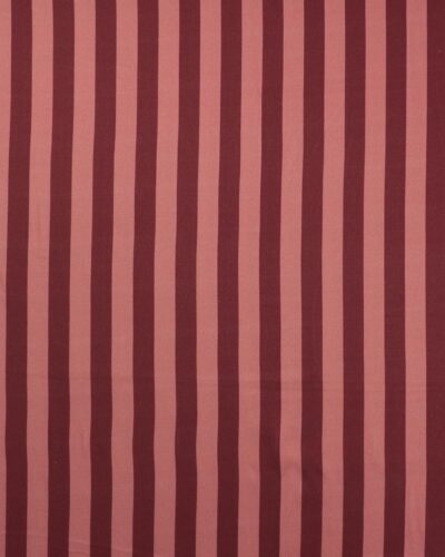 Striber bordeaux/gammelrosa - Twillvævet viskose