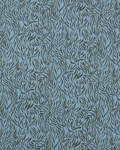 Blå med grønt bladmønster - Viskose