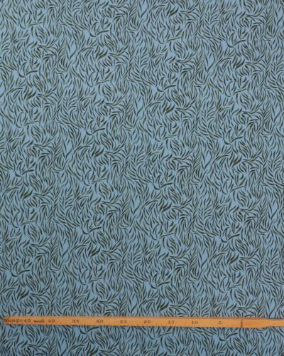 Alternative view of Blå med grønt bladmønster - Viskose