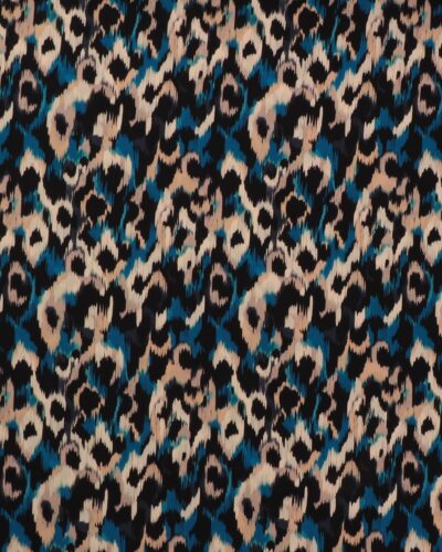 Mønster i sort, koboltblå, beige og creme - Bomuld