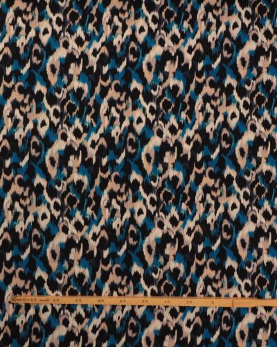 Alternative view of Mønster i sort, koboltblå, beige og creme - Bomuld