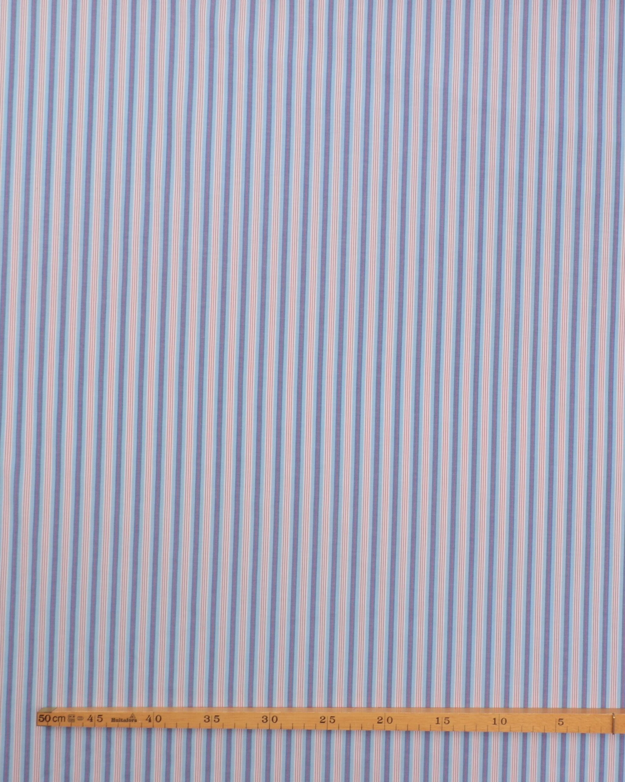 Striber, blå, lyseblå, rød og offwhite - Bomuld/polyester 4 Striber, blå, lyseblå, rød og offwhite - Bomuld/polyester - Billede 2