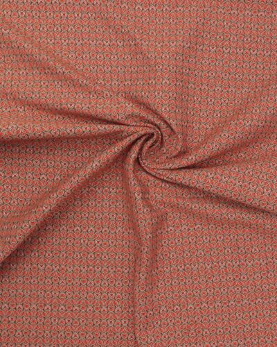 Brokade, mønster i orangerød - Bomuld/polyester 9 Brokade, mønster i orangerød - Bomuld/polyester