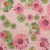Semitransparent rosa og grønne blomster - Viskose/polyester