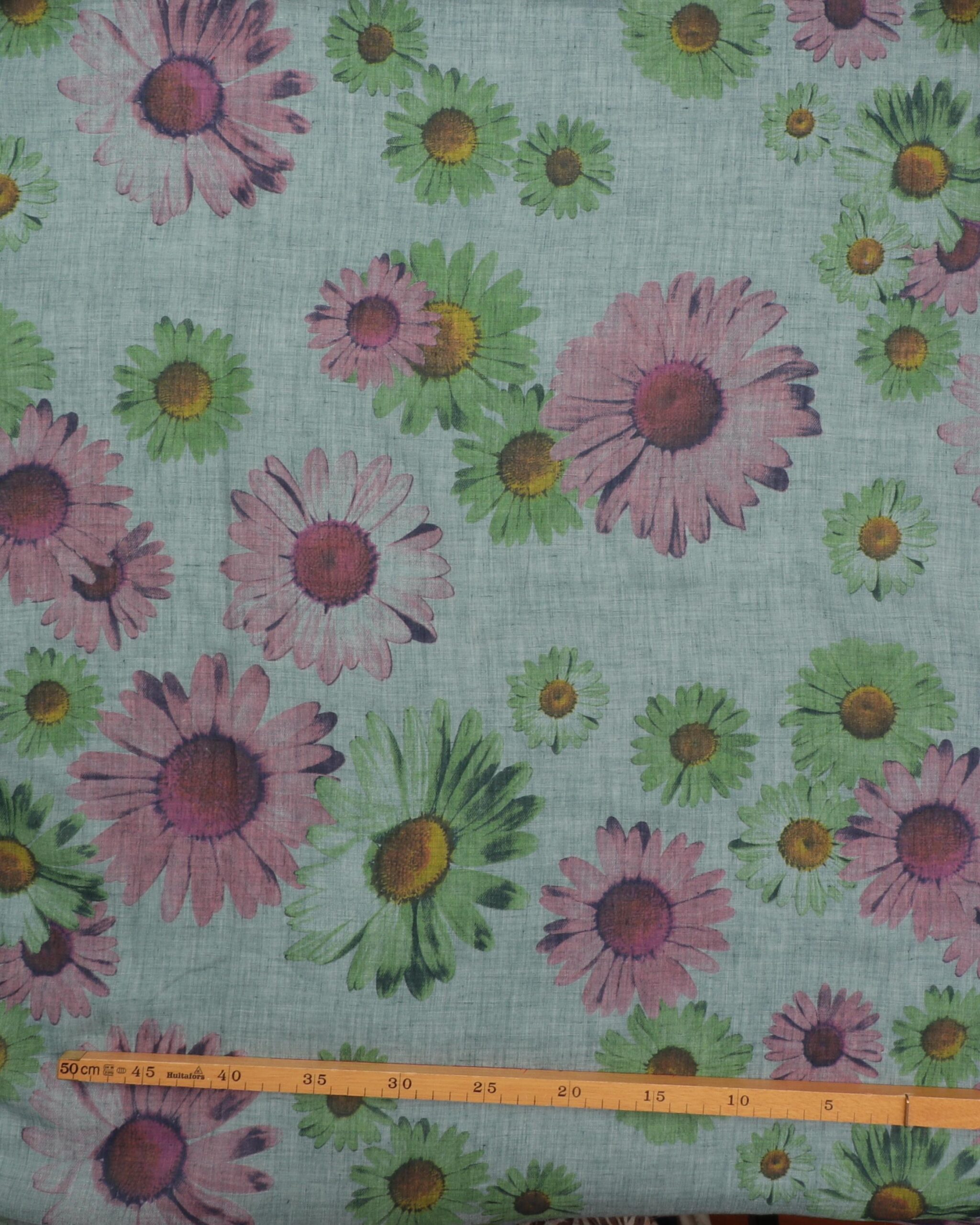 Semitransparent levendel og grønne blomster - Viskose/polyester 4 Semitransparent levendel og grønne blomster - Viskose/polyester - Billede 2