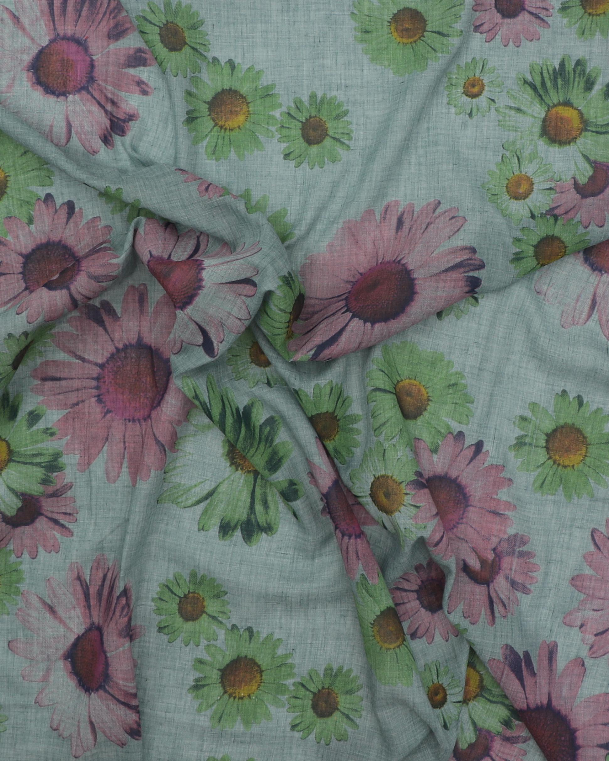 Semitransparent levendel og grønne blomster - Viskose/polyester 5 Semitransparent levendel og grønne blomster - Viskose/polyester - Billede 3