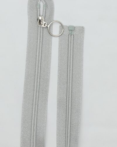 6 mm spiral delbar sølv lynlås - 50-70 cm