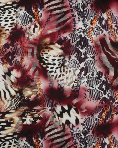 Mønster bordeaux/sort/offwhite m. kæder - Viskose jersey