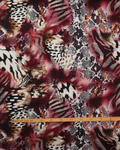 Alternative view of Mønster bordeaux/sort/offwhite m. kæder - Viskose jersey