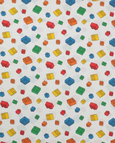 Hvid med legoklodser - Bomuld