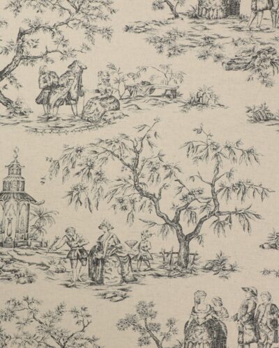 1700-tals motiv på lys naturfarvet bund - Hør/bomuld
