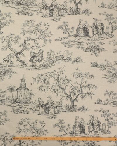 Alternative view of 1700-tals motiv på lys naturfarvet bund - Hør/bomuld