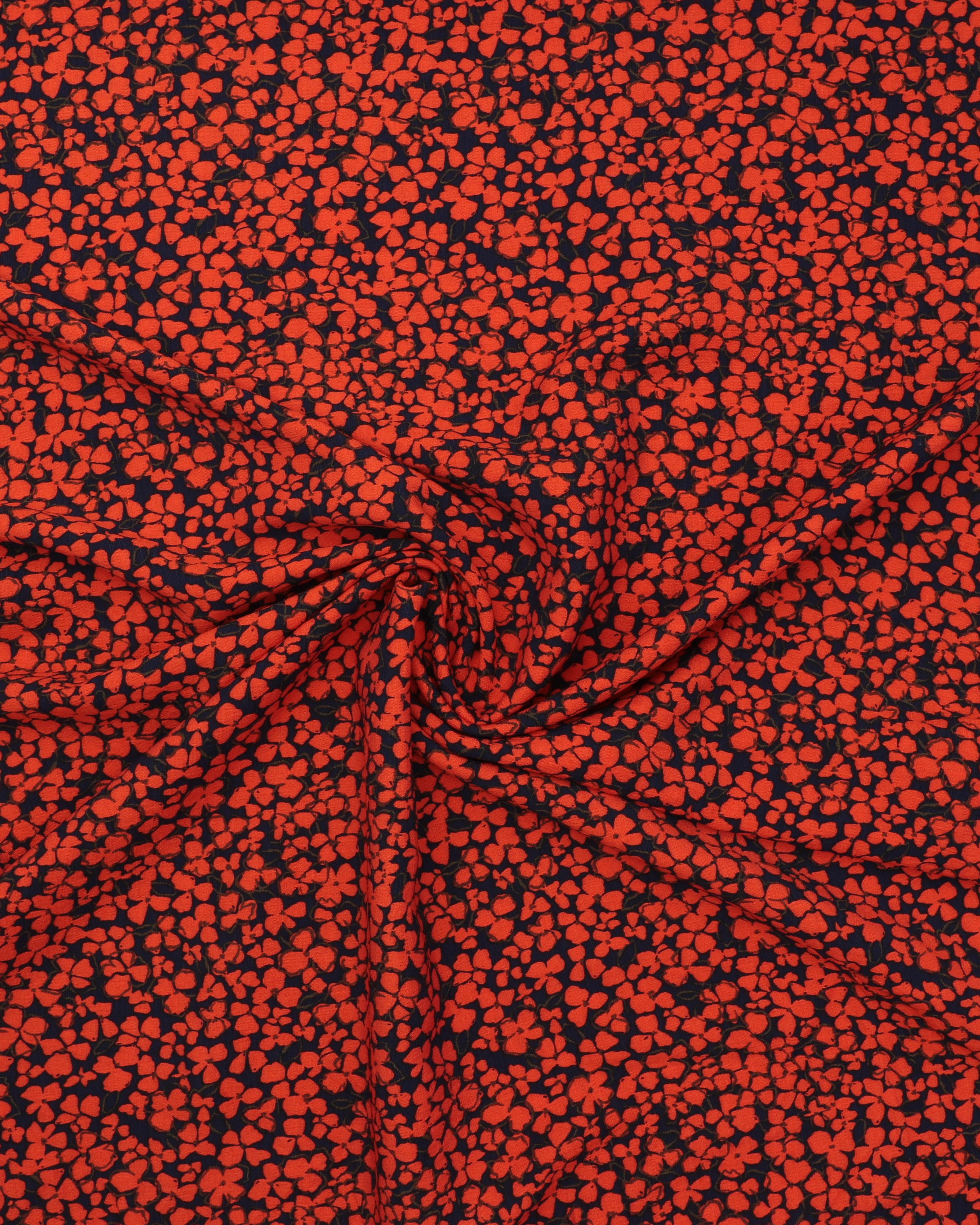 Orangerøde blomster - Viskose/polyester 5 Orangerøde blomster - Viskose/polyester - Billede 3