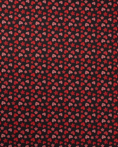 Sort med røde hjerter og stjerner - Patchwork