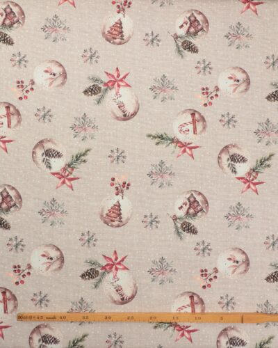 Alternative view of Julemotiver i glaskugler på meget sart rosa bund - Boligtekstil