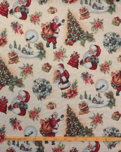 Alternative view of Julemand med sæk og juletræ med guldtråde - Gobelin