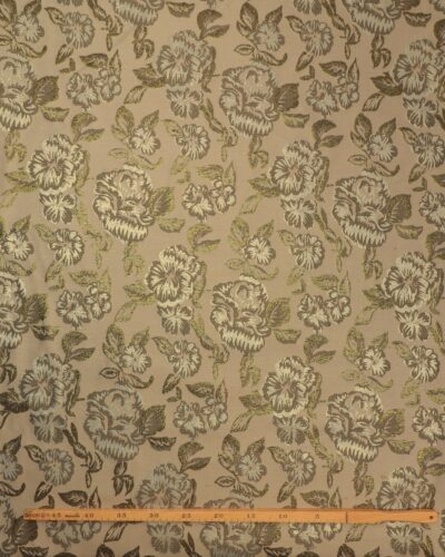 Alternative view of Brokade, Beige med grønlige blomster med guld - Polyester