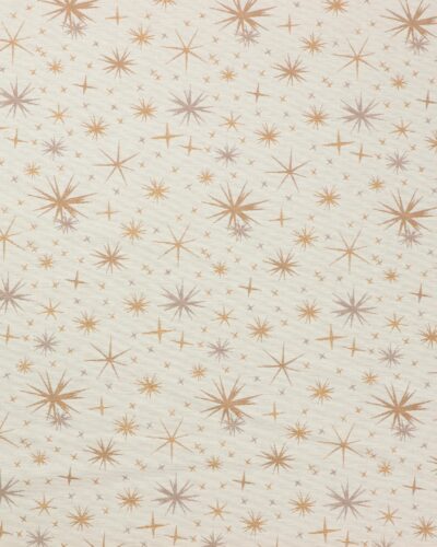 Guldstjerner på hørfarvet bund - Skridsikker tekstilvoksdug