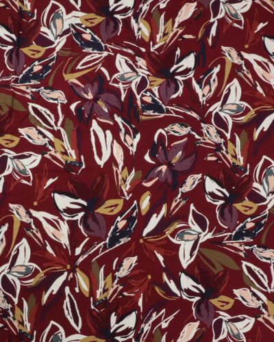 Bordeaux bund med blomster - Viskose jersey