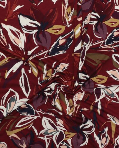 Bordeaux bund med blomster - Viskose jersey