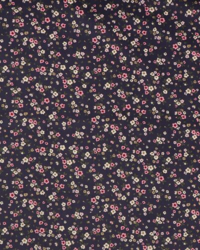 Auberginefarvet med blomster - Babyfløjl