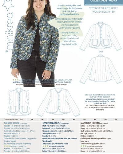 Quiltet jakke str. 34-50 - Minikrea 70575