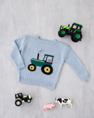 Bluse med traktor, str. 2-8 år - Permin