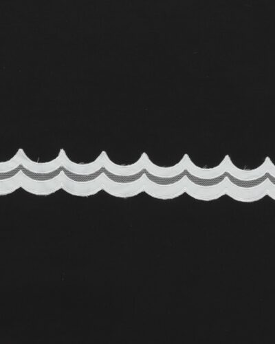 Bølger i tyl og satin, hvid - 40 mm