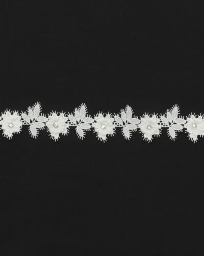 Hvid blomser m. sten - 35 mm