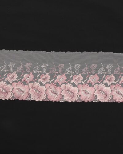 Alternative view of Lyserød tyl m. lyserøde blomster - 18 cm