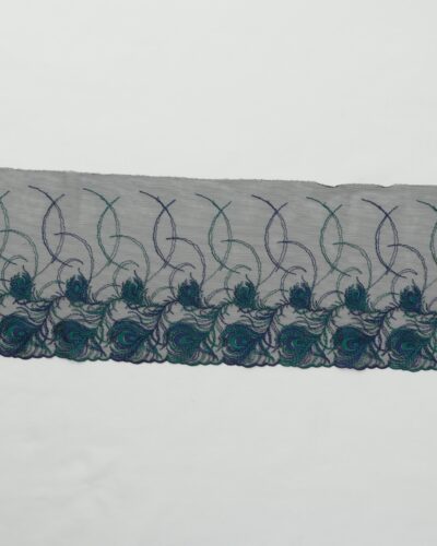 Alternative view of Sort tyl m. påfuglefjer - 18 cm