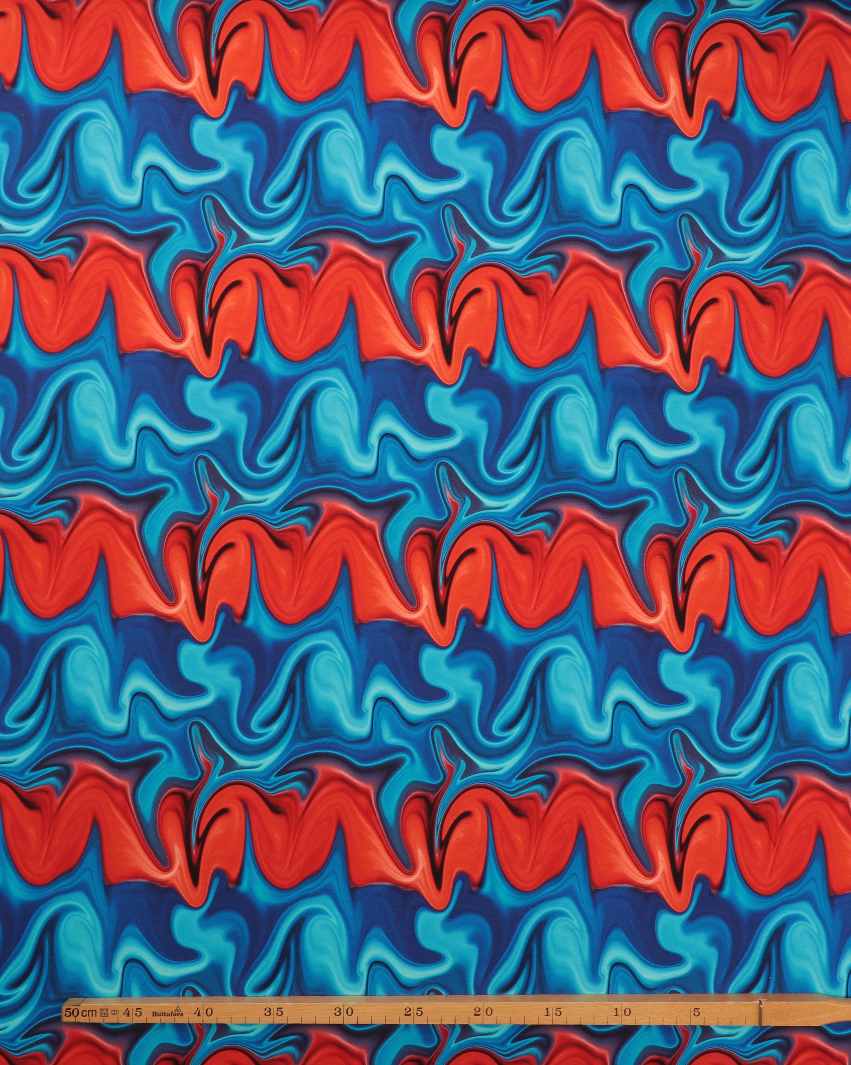 Mønster i blå og rød - Jersey 4 Mønster i blå og rød - Jersey - Billede 2