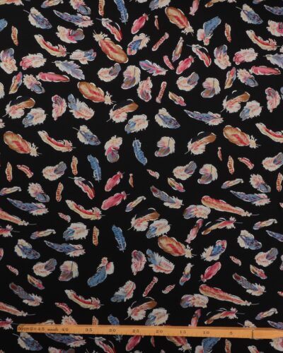 Fjer med sølv i kanten på sort bund - Viskose jersey 6 Fjer med sølv i kanten på sort bund - Viskose jersey