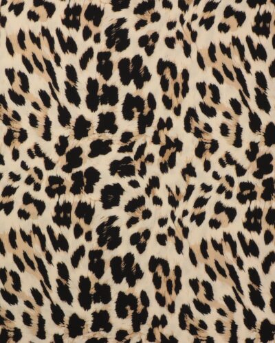 Dyreprint sort/creme/beige - Twillvævet viskose