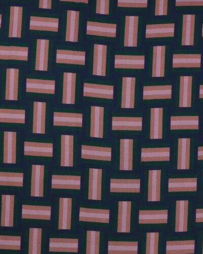 Mønster i mørkegrøn/mørkeblå/rosa/lysebrun - Twillvævet viskose