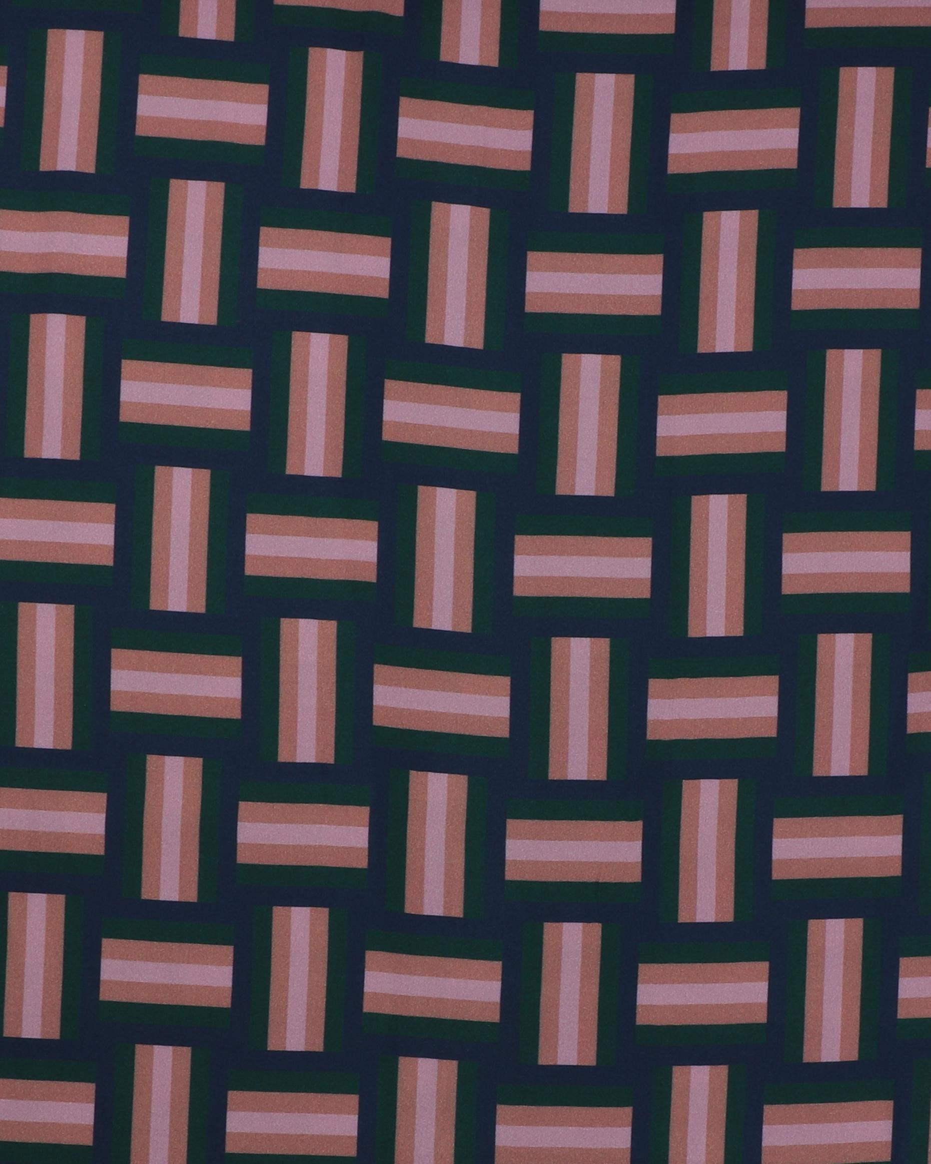 Mønster i mørkegrøn/mørkeblå/rosa/lysebrun - Twillvævet viskose 3 Mønster i mørkegrøn/mørkeblå/rosa/lysebrun - Twillvævet viskose