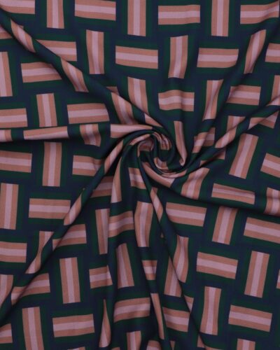 Mønster i mørkegrøn/mørkeblå/rosa/lysebrun - Twillvævet viskose 7 Mønster i mørkegrøn/mørkeblå/rosa/lysebrun - Twillvævet viskose