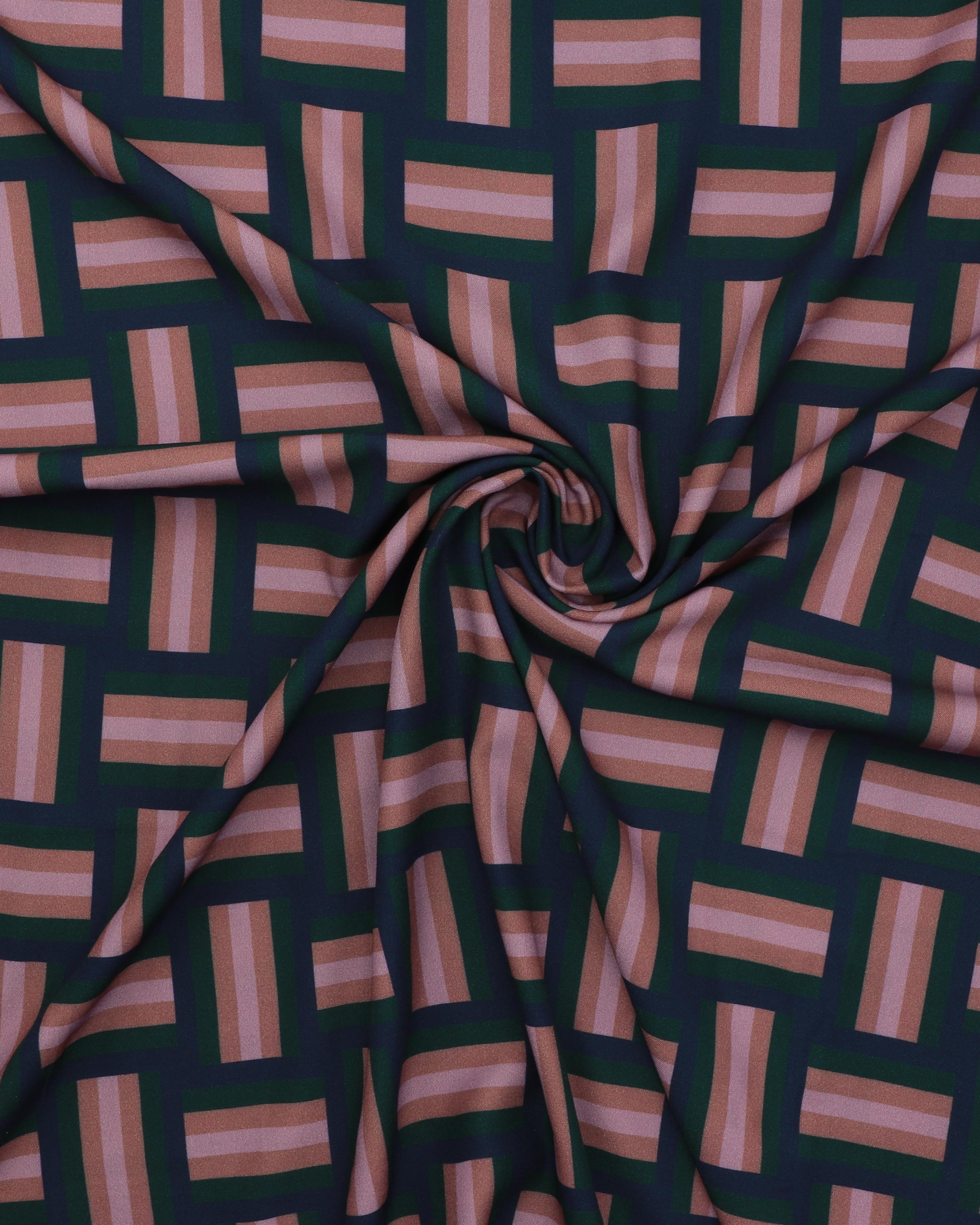 Mønster i mørkegrøn/mørkeblå/rosa/lysebrun - Twillvævet viskose 5 Mønster i mørkegrøn/mørkeblå/rosa/lysebrun - Twillvævet viskose - Billede 3