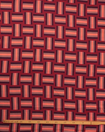 Mønster i bordeaux/rød/orange/lysebrun - Twillvævet viskose 6 Mønster i bordeaux/rød/orange/lysebrun - Twillvævet viskose