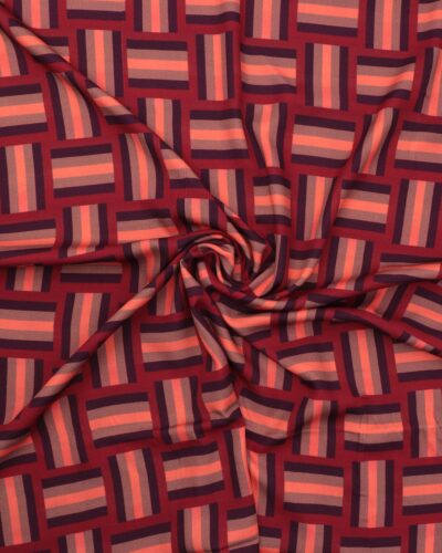 Mønster i bordeaux/rød/orange/lysebrun - Twillvævet viskose 7 Mønster i bordeaux/rød/orange/lysebrun - Twillvævet viskose