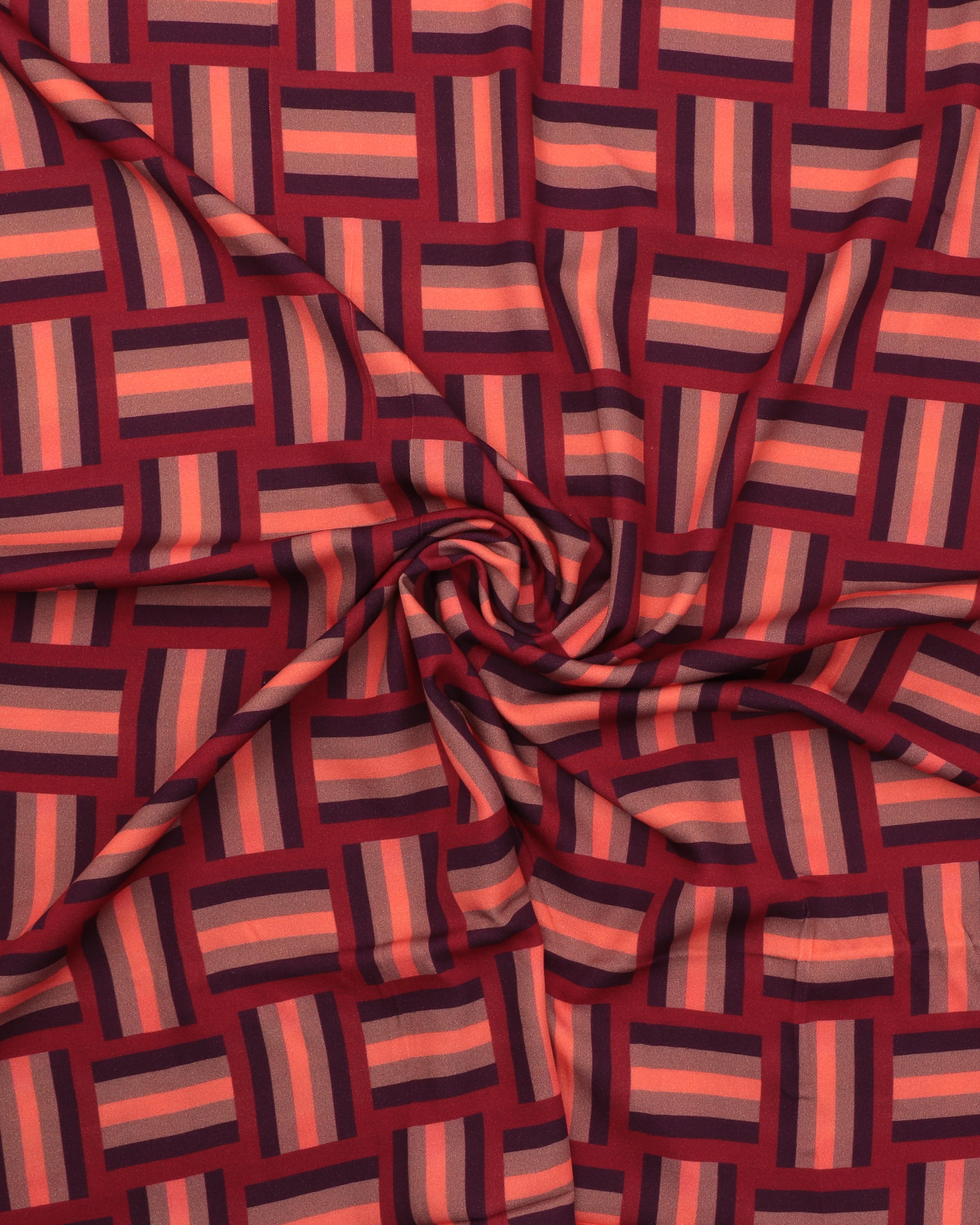 Mønster i bordeaux/rød/orange/lysebrun - Twillvævet viskose 5 Mønster i bordeaux/rød/orange/lysebrun - Twillvævet viskose - Billede 3