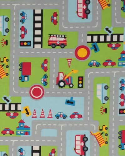 Bilbane med lysegrøn og lyseblå - Bomuld