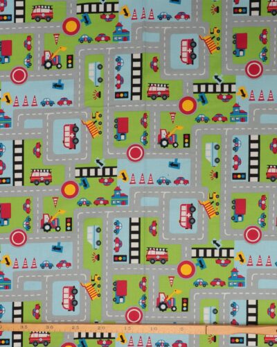 Bilbane med lysegrøn og lyseblå - Bomuld 6 Bilbane med lysegrøn og lyseblå - Bomuld