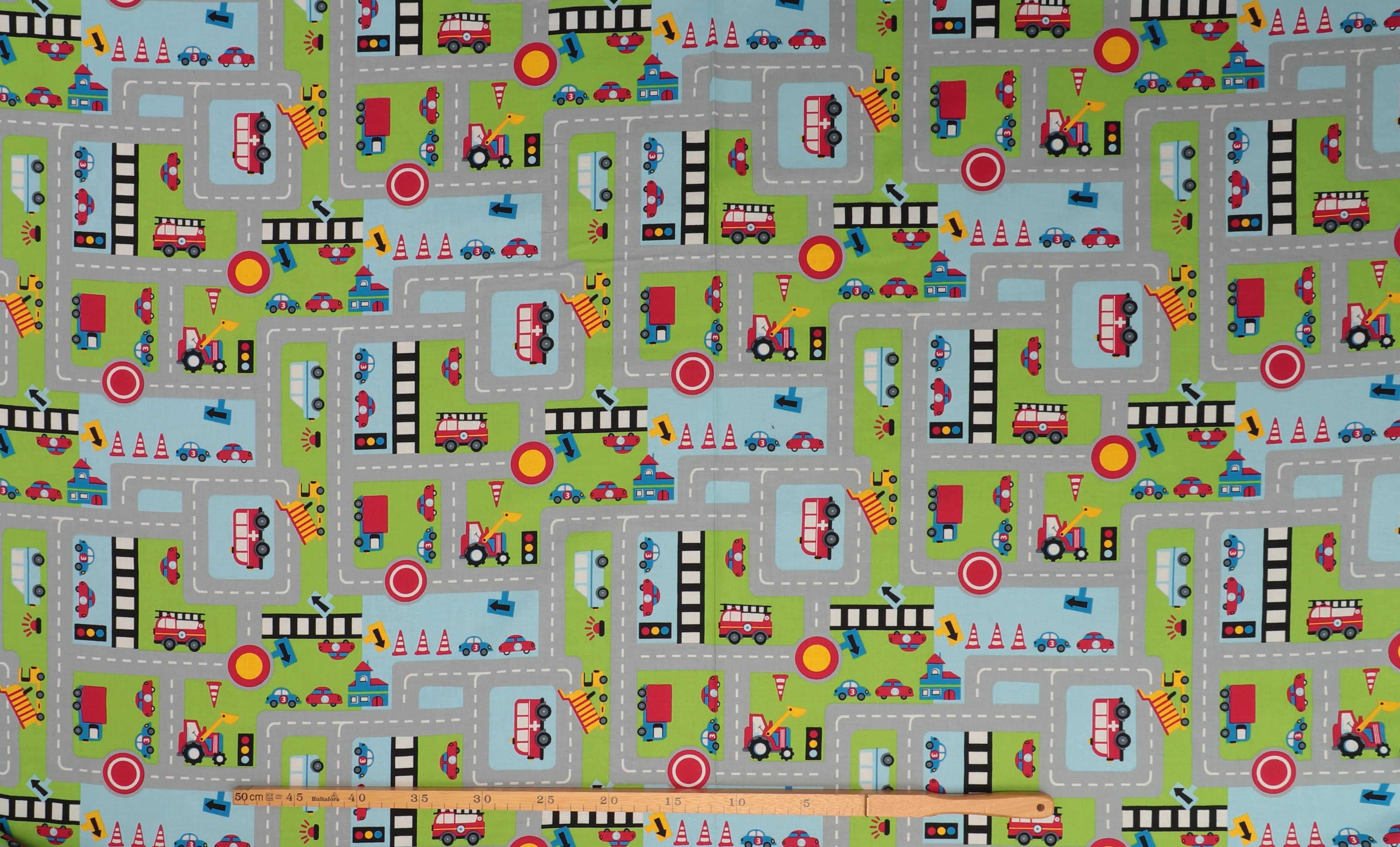 Bilbane med lysegrøn og lyseblå - Bomuld 4 Bilbane med lysegrøn og lyseblå - Bomuld - Billede 2