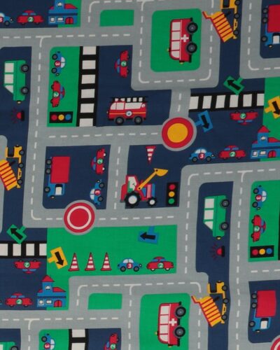 Bilbane med mørkegrøn og mørkeblå - Bomuld